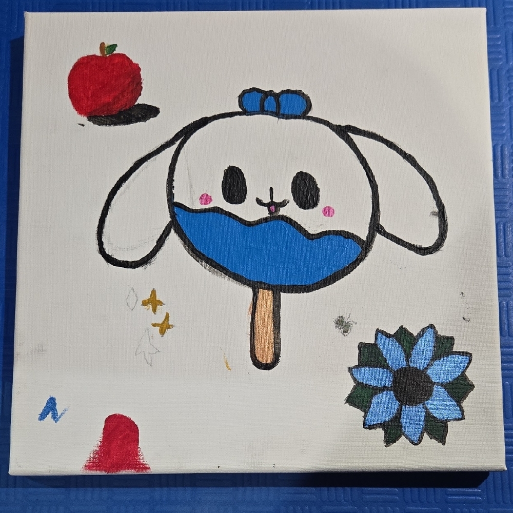 Blue Bunny Pop Art Canvas Wall Decor - Cute Home Art